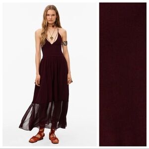 NWT. Zara Limited Edition Dark Purple Long Strappy Dress. Size XS.